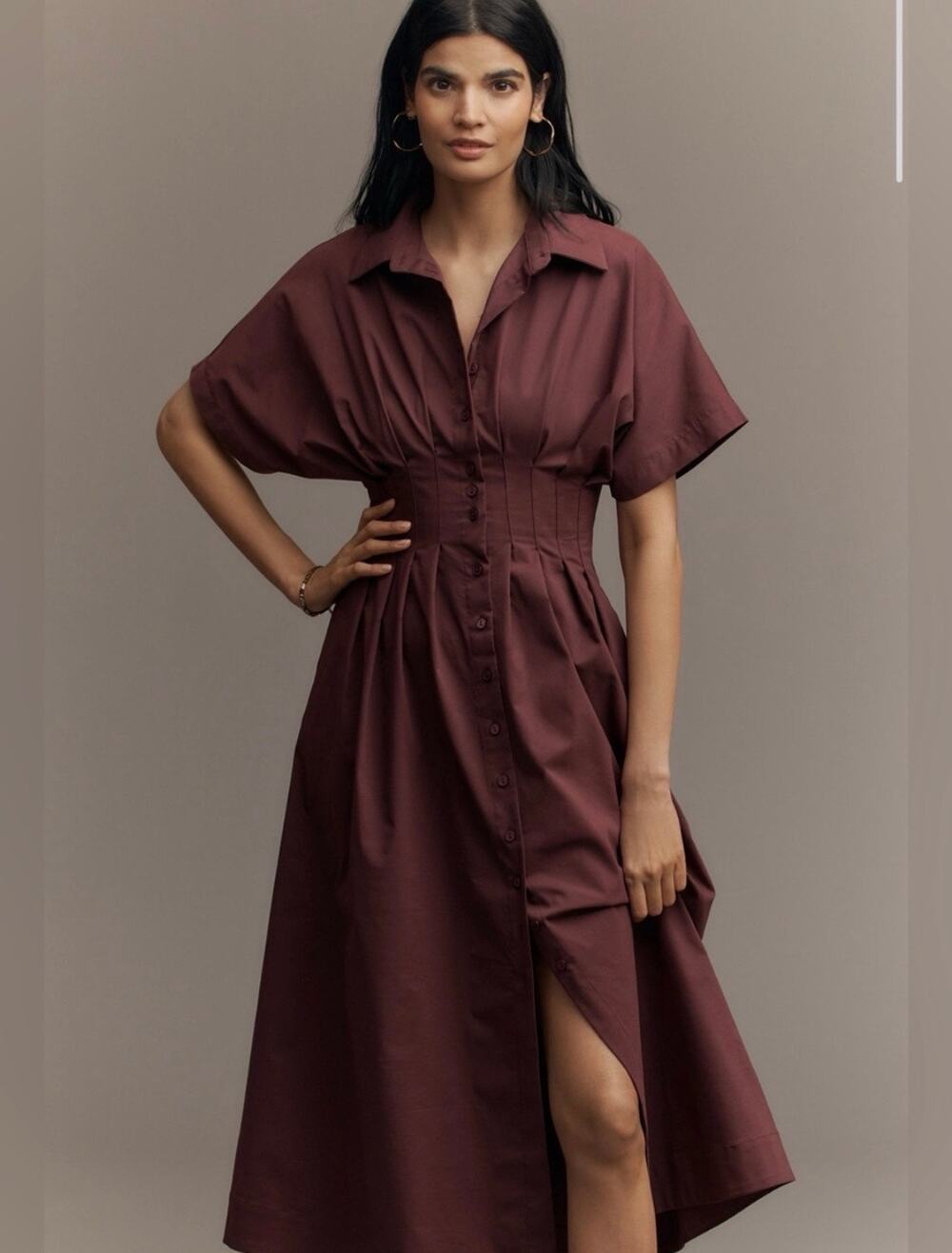 Exquise Anthropologie Midi Shirt Dress Tobie Size Small